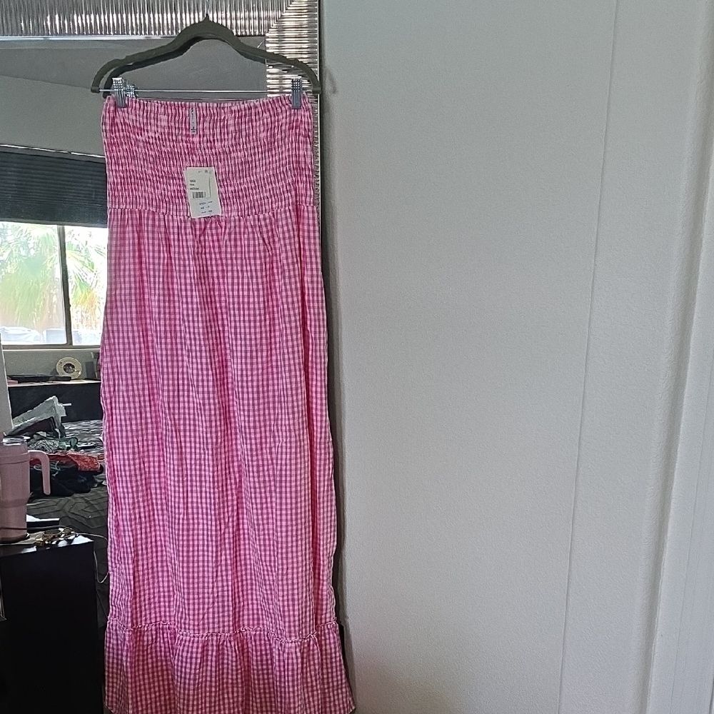 New! Raviya Pink Gingham Maxi Dress